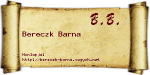 Bereczk Barna névjegykártya